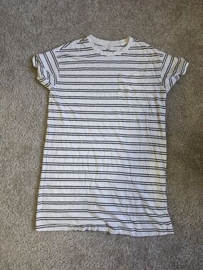 dip White Tee Dress with Black Stripes